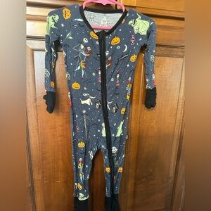 Little Sleepies Nightmare Before Christmas Kids Footed Onesie - Black and Orange